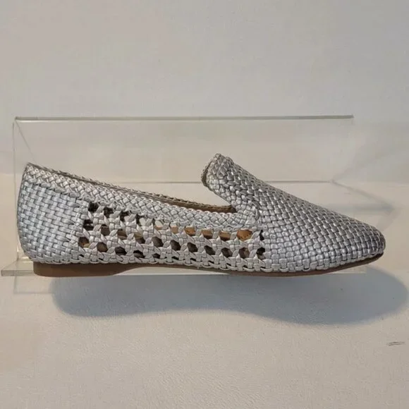 Birdies Silver Handwoven Vegan Leather Starling Loafer Flats - Picture 8 of 11
